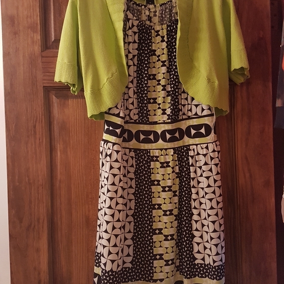 Spring/summer dress and matching lime bolero/shrug - Picture 1 of 2